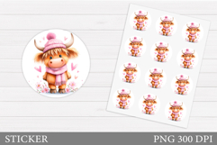 Valentines Cow Sticker. Valentines Sticker Printable Product Image 1