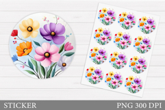 Flowers Sticker Design. Floral Sticker Printable Product Image 1