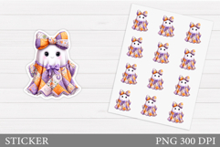 Patchwork Ghost Sticker Printable. Halloween Sticker Design Product Image 1