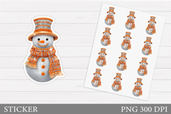 Cute Snowman Sticker Design. Christmas Sticker Printable Product Image 1
