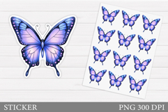 Butterfly Sticker Design. Flowers Sticker Template Product Image 1
