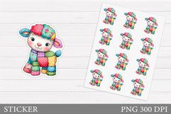 Patchwork Lamb Sticker Design.Christmas Sticker Printable Product Image 1