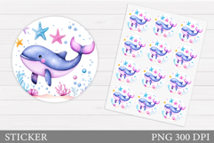 Cute Whale Sticker Design. Sea Sticker Printable Product Image 1