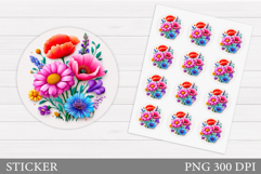 Wildflowers Sticker Design. Floral Sticker Printable Product Image 1