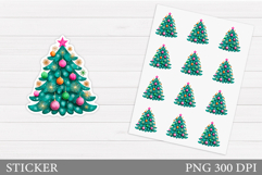 Christmas Sticker Printable. Christmas Tree Sticker Design Product Image 1