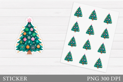 Christmas Sticker Printable. Christmas Tree Sticker Design Product Image 1