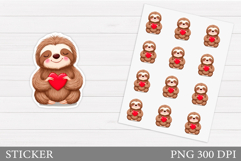 Valentines Sloth Stickers. Valentines Day Sticker Design Product Image 1