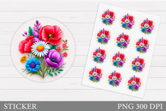 Wildflowers Sticker Design. Floral Sticker Printable Product Image 1