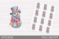 Cute Snowman Sticker Design. Christmas Sticker Printable Product Image 1