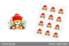 Christmas Tiger Sticker Design. Christmas Sticker Printable Product Image 1