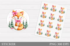 Christmas Fox Sticker Design. Christmas Sticker Printable Product Image 1