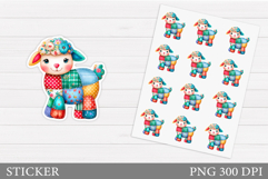 Patchwork Lamb Sticker Design.Christmas Sticker Printable Product Image 1