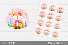 Christmas Fox Sticker Design. Christmas Sticker Printable Product Image 1