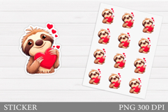 Valentines Sloth Stickers. Valentines Day Sticker Design Product Image 1