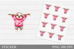 Valentines Sloth Stickers. Valentines Day Sticker Design Product Image 1