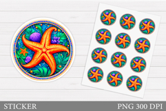 Starfish Sticker Design. Sea Sticker Printable Product Image 1