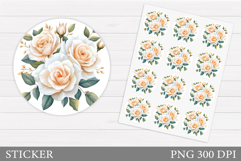 Roses Sticker Design. Flowers Sticker Printable Product Image 1