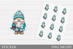 Winter Gnome Sticker Design. Christmas Sticker Printable Product Image 1