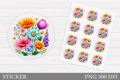 Wildflowers Sticker Design. Flowers Sticker Printable Product Image 1