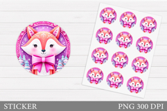 Christmas Fox Sticker Design. Christmas Sticker Printable Product Image 1