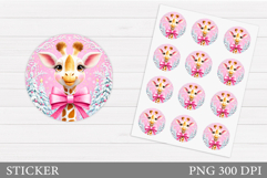 Christmas Giraffe Sticker .Christmas Sticker Printable Product Image 1