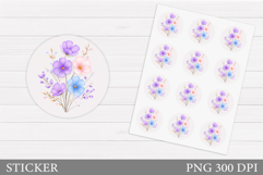Flowers Sticker Design. Floral Sticker Printable Product Image 1