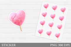 Heart Cotton Candy Sticker. Valentines Sticker Design Product Image 1