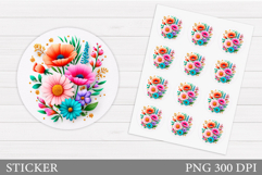 Wildflowers Sticker Design. Floral Sticker Printable Product Image 1