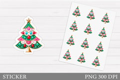 Christmas Tree Sticker Design. Christmas Sticker Printable Product Image 1