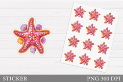 Starfish Sticker Design. Sea Sticker Printable Product Image 1