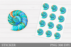 Seashell Sticker Design. Sea Sticker Printable Product Image 1