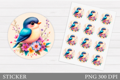 Cute Bird Sticker Design. Funny Bird Sticker Printable Product Image 1