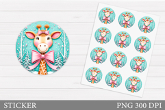 Cute Giraffe Sticker Design.Christmas Sticker Printable Product Image 1