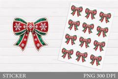 Christmas Bow Sticker Design. Christmas Sticker Printable Product Image 1