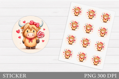 Valentines Cow Sticker Design. Valentines Sticker Printable Product Image 1