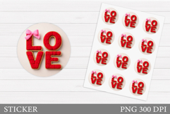 Love Sticker Printable. Valentines Round Sticker Design Product Image 1