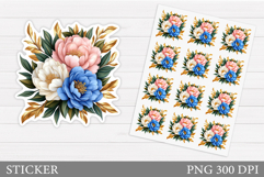 Flowers Sticker Design. Floral Sticker Printable Product Image 1