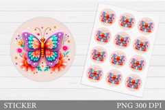 Butterfly Sticker Design. Butterfly Flowers Sticker Product Image 1