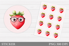 Cute Strawberry Stickers. Funny Strawberry Sticker Printable Product Image 1