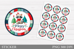 Christmas Raccoon Sticker. Christmas Sticker Printable Product Image 1