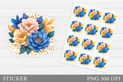 Floral Sticker Printable. Flowers Sticker Design Product Image 1