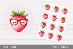 Cute Strawberry Stickers. Funny Strawberry Sticker Printable Product Image 1