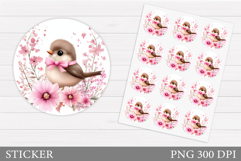 Bird Sticker Design. Bird Flowers Sticker Printable Product Image 1