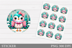 Christmas Bird Sticker Design. Christmas Sticker Printable Product Image 1