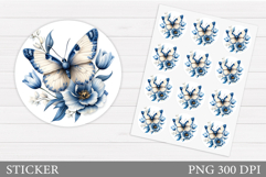Butterfly Sticker Design. Butterfly Flowers Sticker Product Image 1