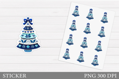 Christmas Sticker Printable. Christmas Tree Sticker Design Product Image 1