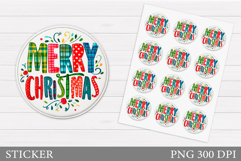Merry Christmas Sticker Printable. Christmas Sticker Design Product Image 1