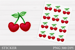 Crochet Cherry Sticker. Valentines Cherry Sticker Printable Product Image 1