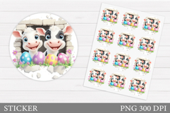 Easter Cow Sticker Design. Easter Sticker Printable Product Image 1