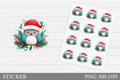 Christmas Bird Sticker Design. Christmas Sticker Printable Product Image 1